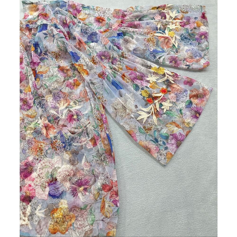 Johnny Was Biya Flora Dancer Mesh Top Floral Embroidered Blouse Medium - Picture 9 of 13